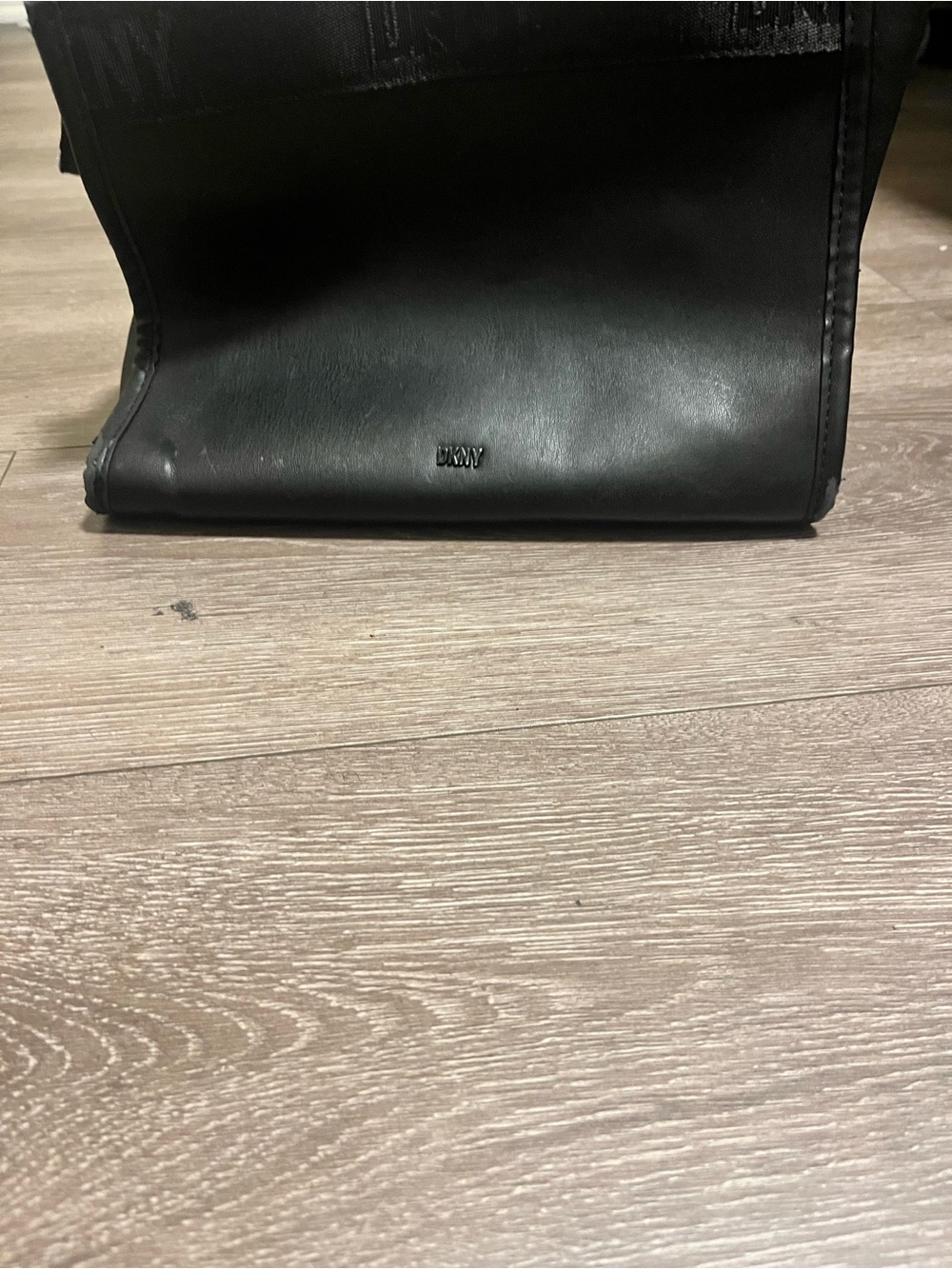 DKNY Black Leather Fold-Over Crossbody Tote